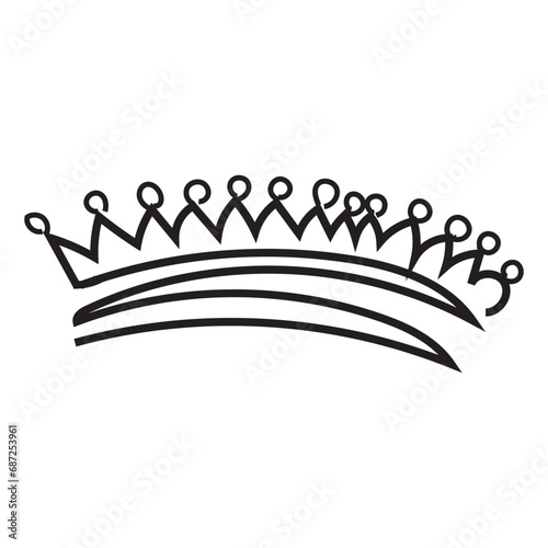 Doodle crown. Line art king or queen crown sketch