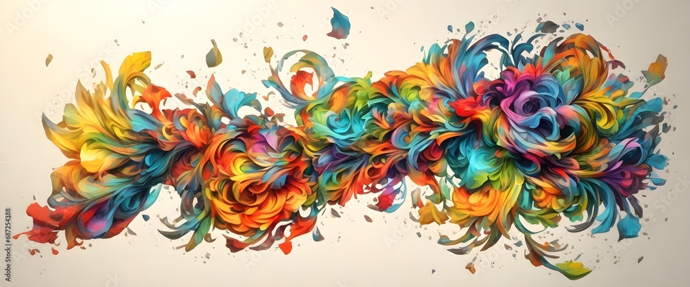 Colorful abstract background with brush strokes and splashes. Vector illustration.