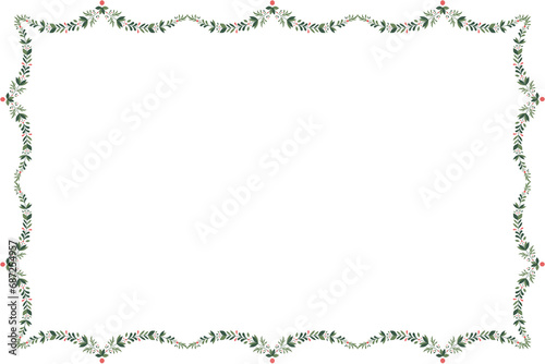 Christmas Border or Frame with white background, Christmas Decoration, Christmas lights, Christmas tree