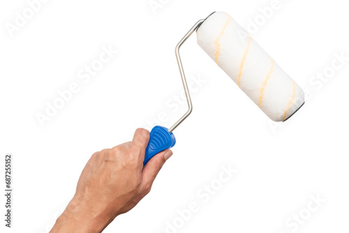Obraz na plátne men painter hands holding paint roller