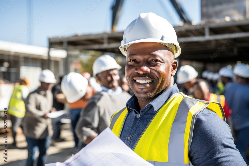 Obraz premium Diverse Construction Team: Architects and Engineers Collaborating for Success