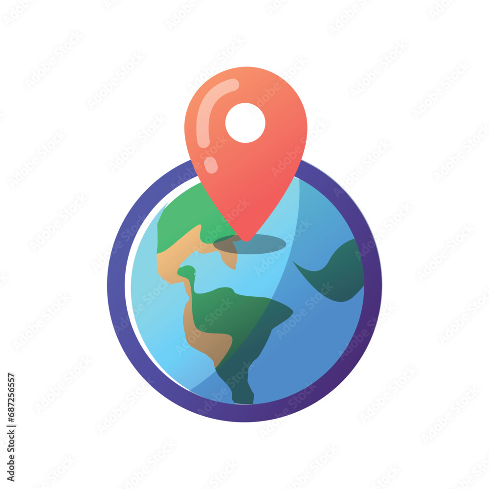 Location illustration. Geolocation icon. Location on planet earth Location illustration. Geolocation icon. Location on planet earth