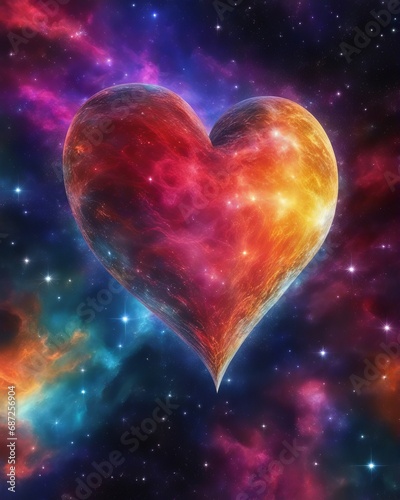 Cosmic Heart from a cosmic star cloud against the backdrop of the universe