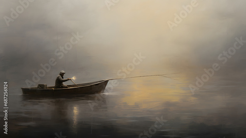 Man Fishing from boat