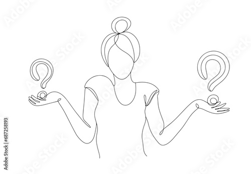 Doubt. Choice. Young woman. One line