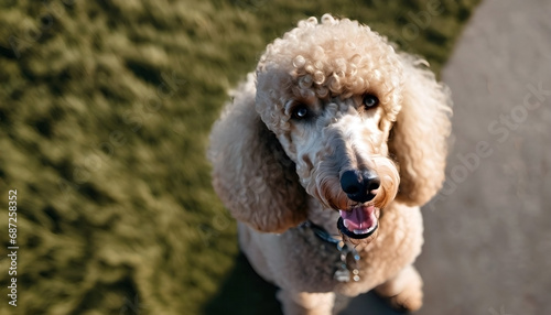 Gorgeous young red (apricot) standard poodle, outdoors