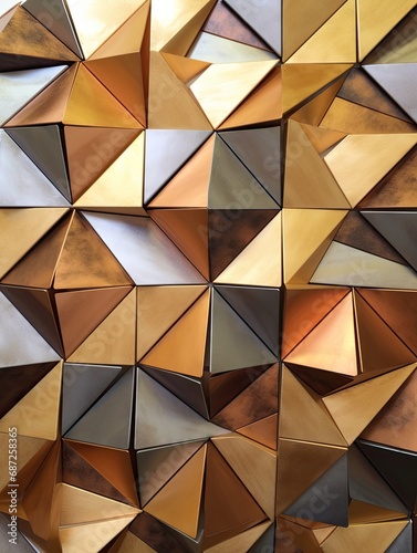 Majestic Maze: Geometric Wall Art in Shades of Gold, Bronze, and Copper