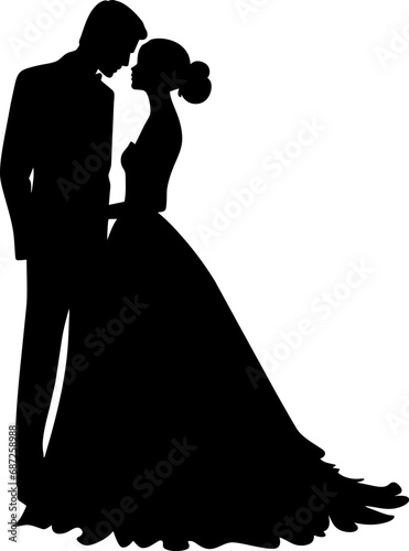 Bride and Groom Silhouette - Illustration
