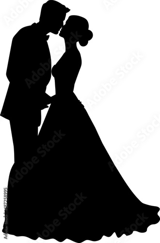 Bride and Groom Silhouette - Illustration