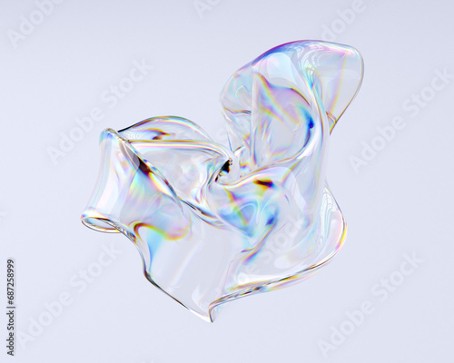 Fluid wavy abstract shape, futuristic modern banner design template, liquid glass stylized frame, 3d illustration