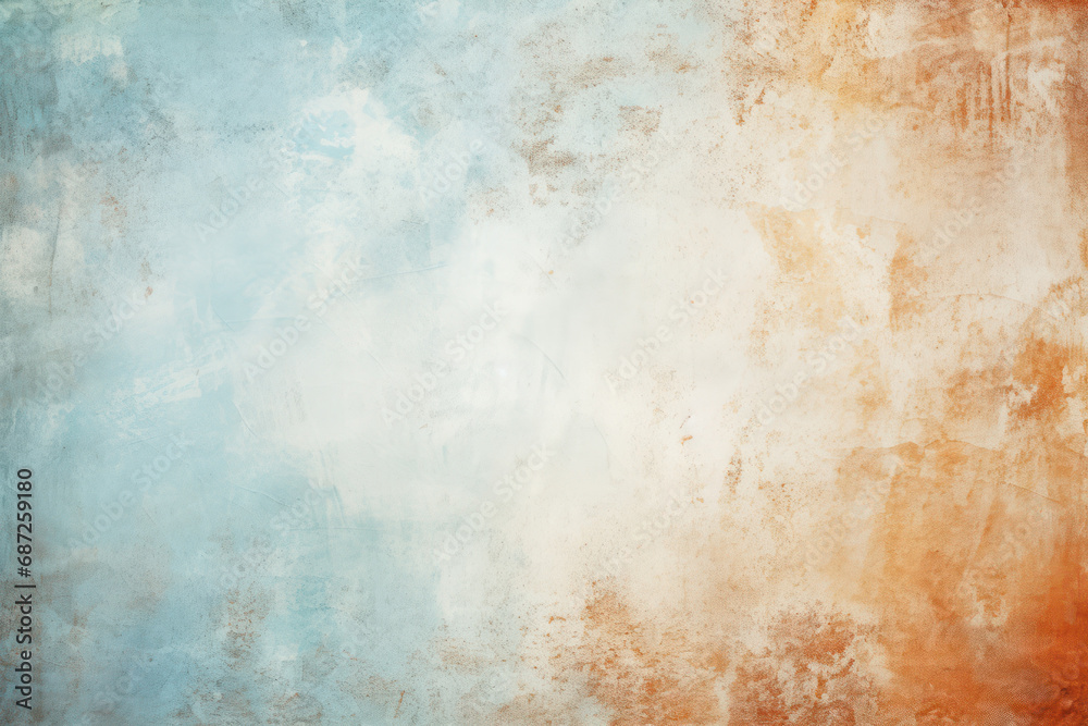 An artistic textured background blending cool blue and warm orange hues with a distressed, vintage appearance, ideal for a rich, rustic design aesthetic.