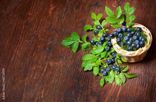 blueberries in the detail on a wooden table