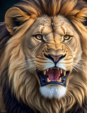 King of the jungle Lion with magnificent look and intimidating and ready to attack