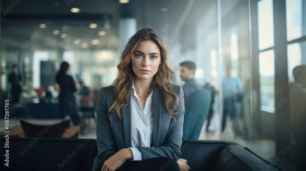 Fototapeta premium A businesswoman poses in the office