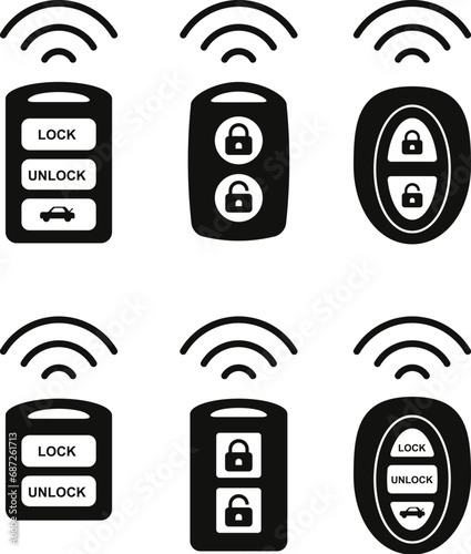 vector car alarm remote control key icons