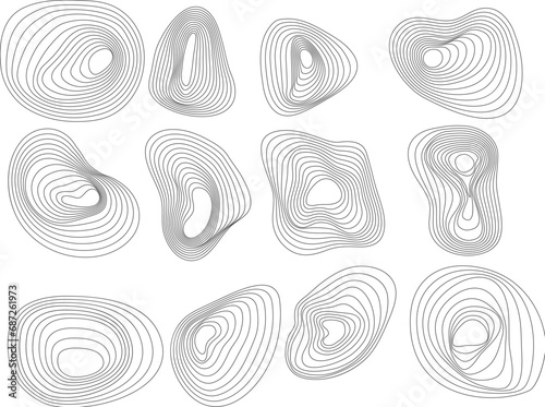 vector abstract tree rings. organic amoeba blob shape