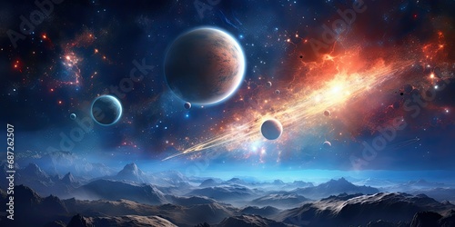 Celestial Odyssey - Cosmic Ambiance with Stars, Planets, and Galaxies - Universe Desktop Wallpaper & Galactic Splendor