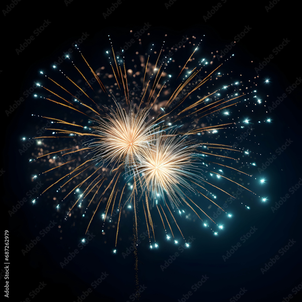 Fireworks on black background, Fireworks light up the sky, festive fireworks explode on black background, ai generated image Fireworks on black background, Fireworks light up the sky, festive fireworks explode on black background, ai generated image