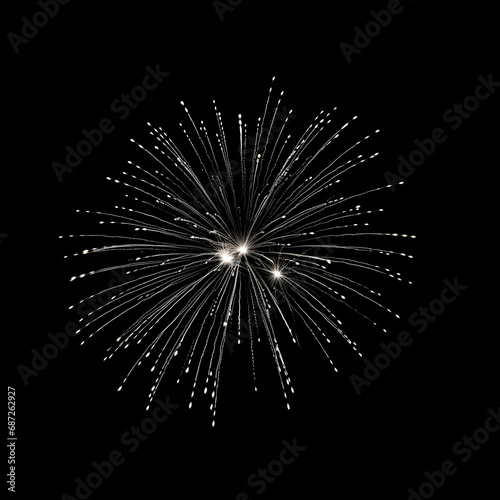 Fireworks on black background, Fireworks light up the sky, festive fireworks explode on black background, ai generated image