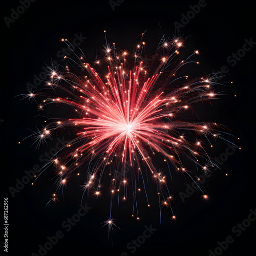 Fireworks on black background, Fireworks light up the sky, festive fireworks explode on black background, ai generated image photo