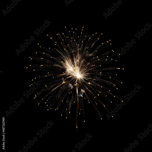 Fireworks on black background, Fireworks light up the sky, festive fireworks explode on black background, ai generated image
