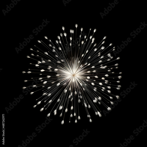 Fireworks on black background, Fireworks light up the sky, festive fireworks explode on black background, ai generated image