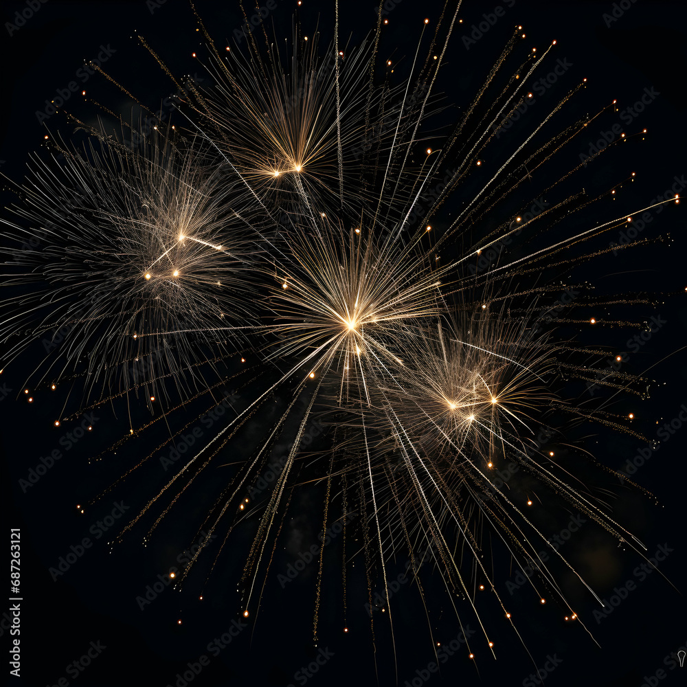Fireworks on black background, Fireworks light up the sky, festive fireworks explode on black background, ai generated image Fireworks on black background, Fireworks light up the sky, festive fireworks explode on black background, ai generated image
