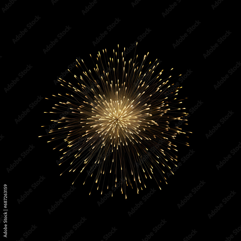 Fireworks on black background, Fireworks light up the sky, festive fireworks explode on black background, ai generated image