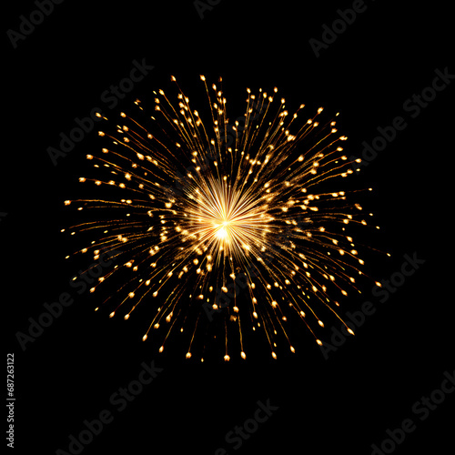 Fireworks on black background, Fireworks light up the sky, festive fireworks explode on black background, ai generated image