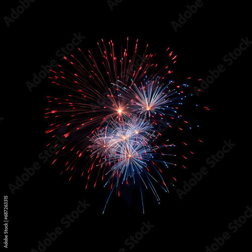 Fireworks on black background  Fireworks light up the sky  festive fireworks explode on black background  ai generated image