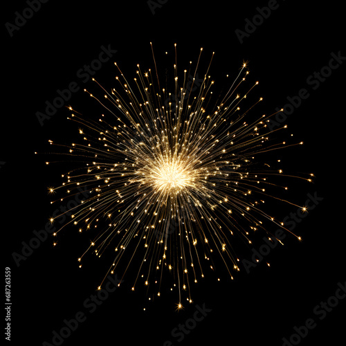 Fireworks on black background, Fireworks light up the sky, festive fireworks explode on black background, ai generated image