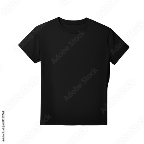 black plain cotton t-shirt on isolated background