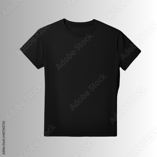 black plain cotton t-shirt on isolated background