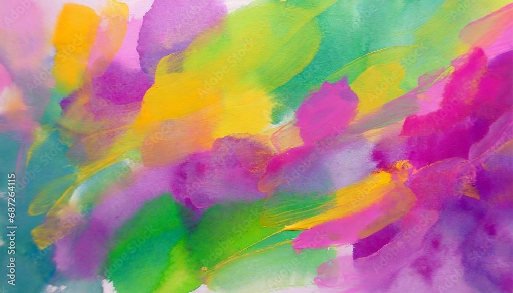 watercolor oil paint bright abstract stroke in pink purple green yellow vibrant colors