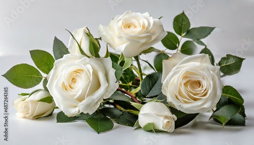 white roses on white background