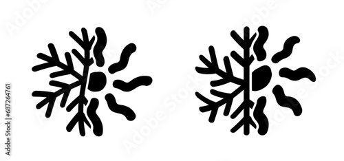 Winter, summer, thermometer or temperature indicate. Hot or cold sign. Protest, Climate Justice Now ! (CJN!). Storm, snowflake and sunny. Weather thermometers. Snow flakes and high season scale.