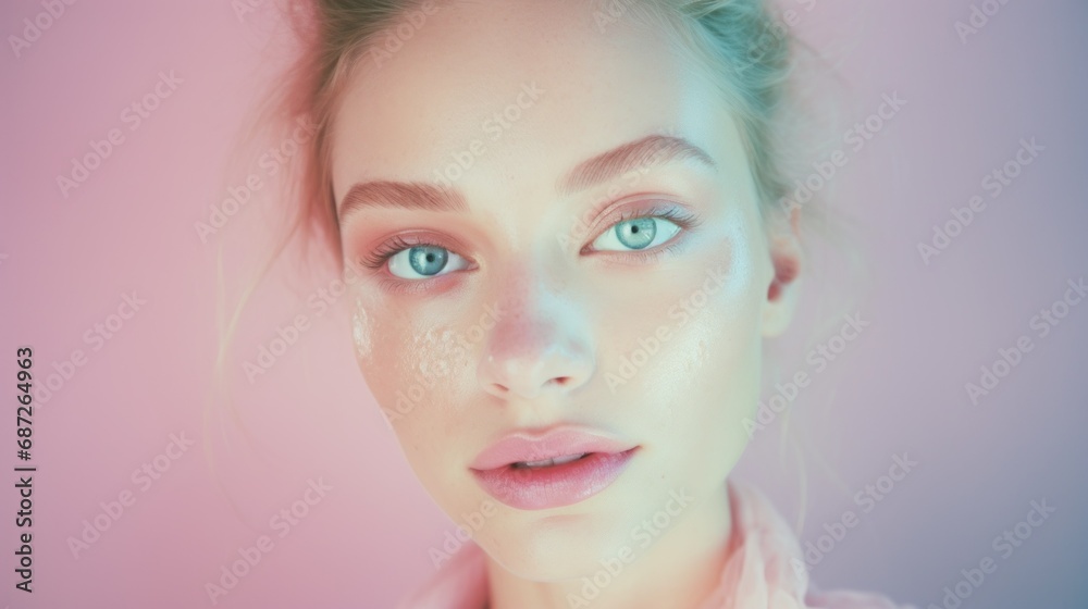 Close-up photo of young woman with natural and smooth skin Close-up photo of young woman with natural and smooth skin