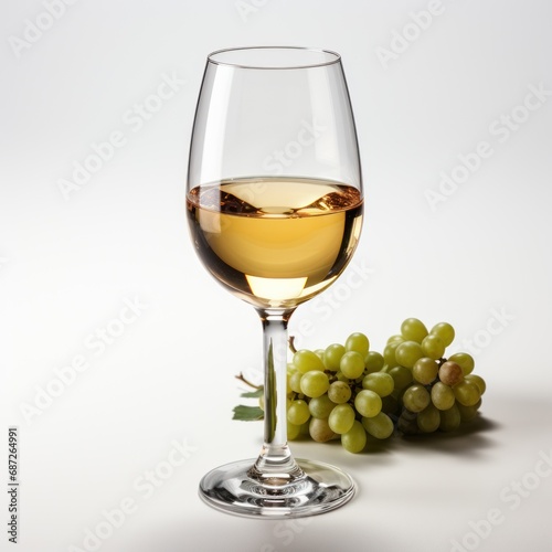 Glass of white wine isolated. White Background