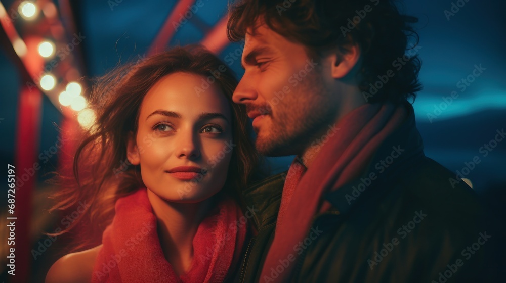 Couple posing on a bridge