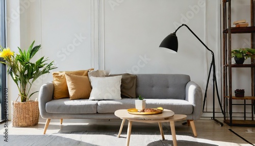 sofa in minimal designed living room