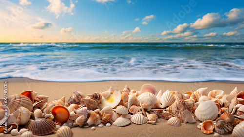 Seashells Scattered Along the Shoreline Background