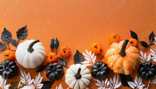 halloween pumpkin orange black and white copy space with plain color autumn background