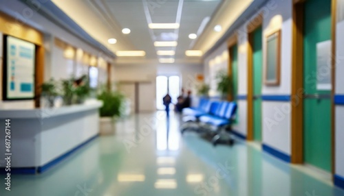 hospital hallway reception clinic unfocused background