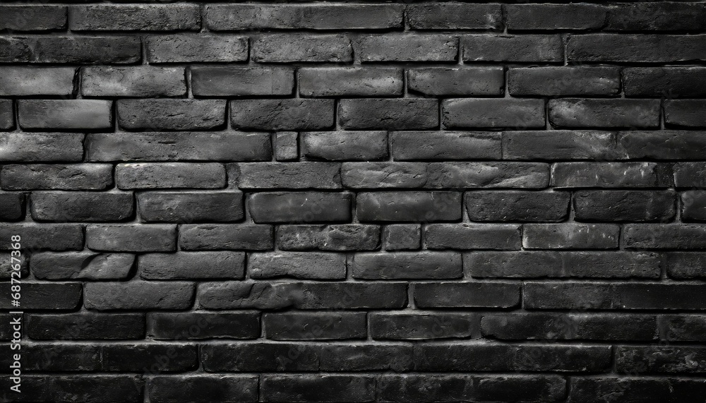 black brick wall as background or wallpaper or texture