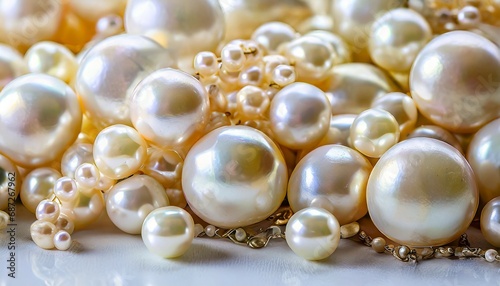 pile of pearls on the white background
