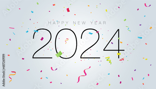 Colorful Happy New Year 2024 design (ID: 687269199)
