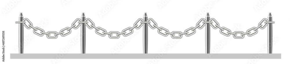 Fototapeta premium A metal fence. Metal iron chain 3d, vector image.