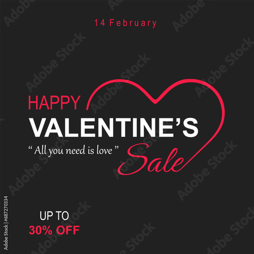 Valentine's Day holidays square template. Special offer template design. Vector illustrations for social media banners and website, online shopping, sale ads, greeting cards, marketing material