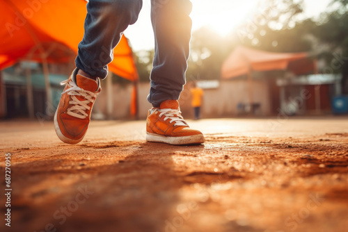 Youthful Energy: Close-Up of a Boy Enjoying Basketball Outdoors