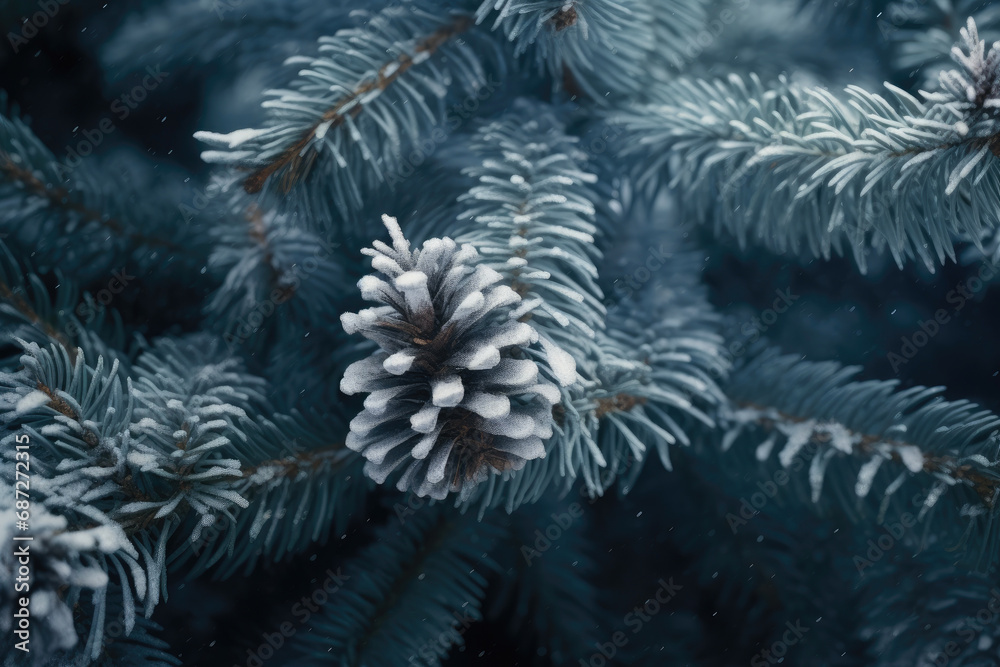 Wintry Wonderland: Fir Branches in Snow